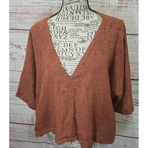 Free People Rust V-Neck Blouse